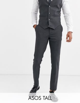 ASOS DESIGN Tall skinny suit trousers in charcoal-Grey Grey