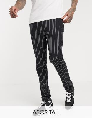 pinstripe pants black