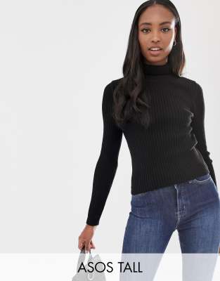 skinny rib roll neck jumper