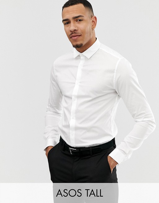 ASOS DESIGN Tall skinny shirt in white | ASOS