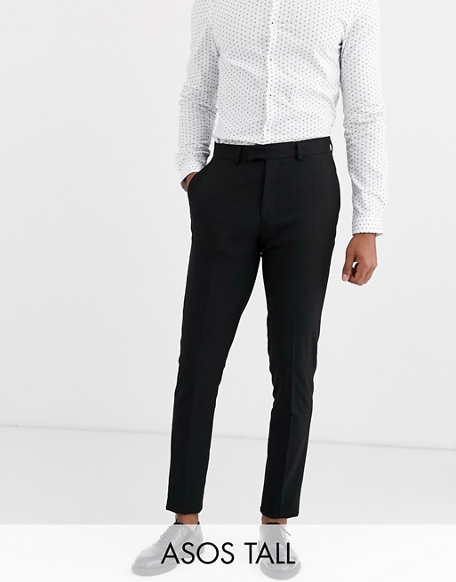 ASOS DESIGN Tall skinny suit trousers in black