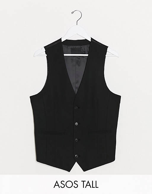ASOS DESIGN Tall skinny suit vest in black
