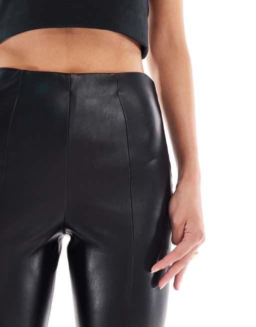ASOS DESIGN Tall skinny trousers in faux leather in black , 3 of 5