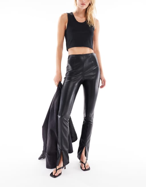 ASOS DESIGN Tall skinny trousers in faux leather in black , 5 of 5