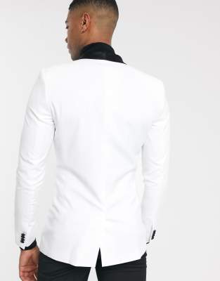 white suit jacket with black lapel