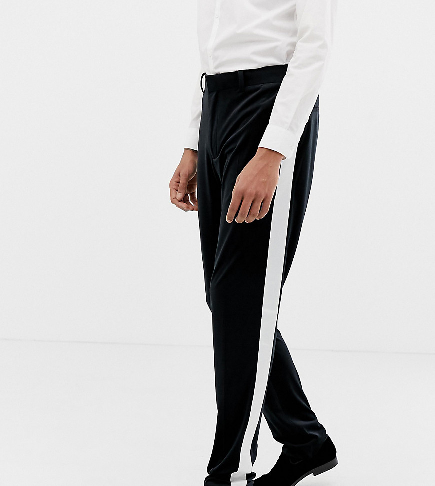ASOS DESIGN Tall skinny tuxedo suit trousers in black