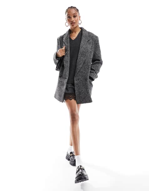 ASOS DESIGN Tall - Skræddersyet oversized jakke med sort sildebensmønster - view 1