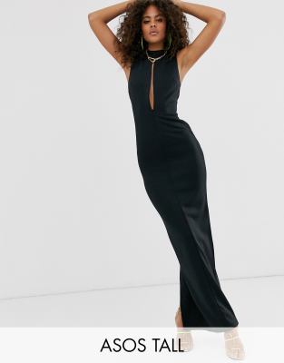 ASOS DESIGN Tall slash front maxi dress-Black