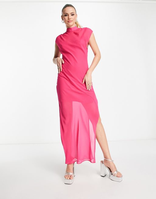 Magenta chiffon hot sale dress