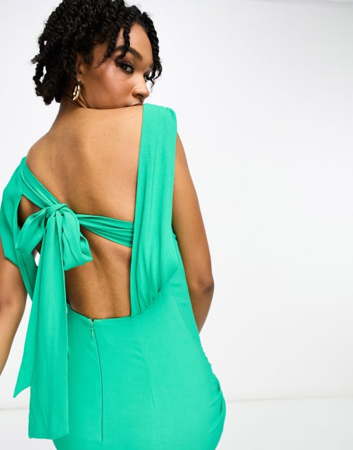 ASOS DESIGN Tall sleeveless cowl neck viscose midaxi dress with tie back  detail in bright green