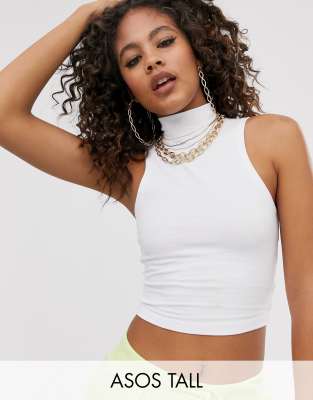 white high neck sleeveless top