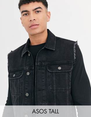 black sleeveless denim jacket