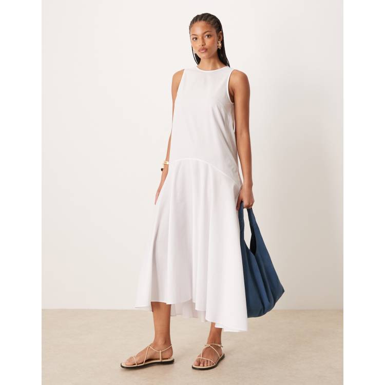 sachin and babi light blue dress White Ruched Dress - Rosette Drop Waist Dress - Ruched Maxi Dress main image 0