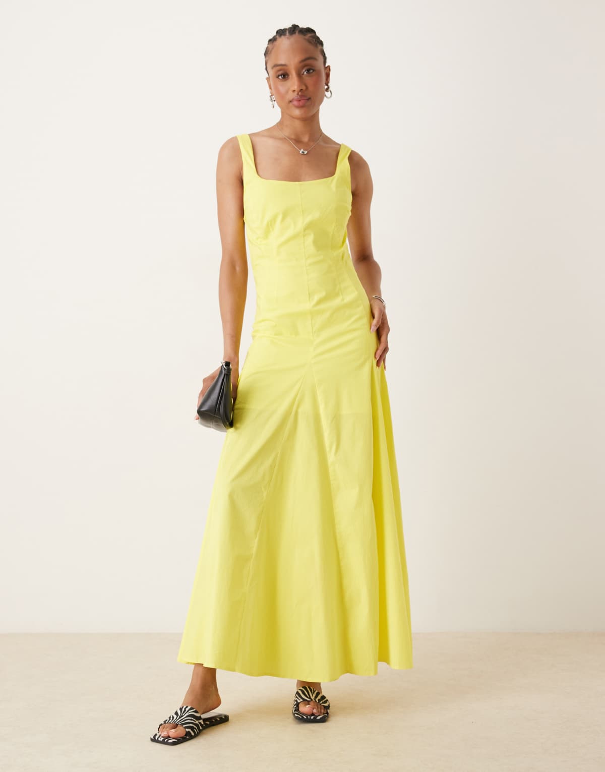 ASOS DESIGN Tall sleeveless waisted midi dress in bright yellow