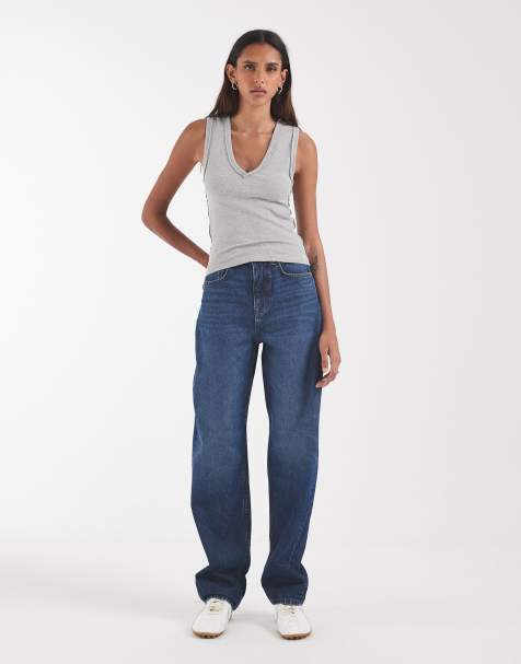 ASOS DESIGN Tall slim barrel jean in dark blue - view 1