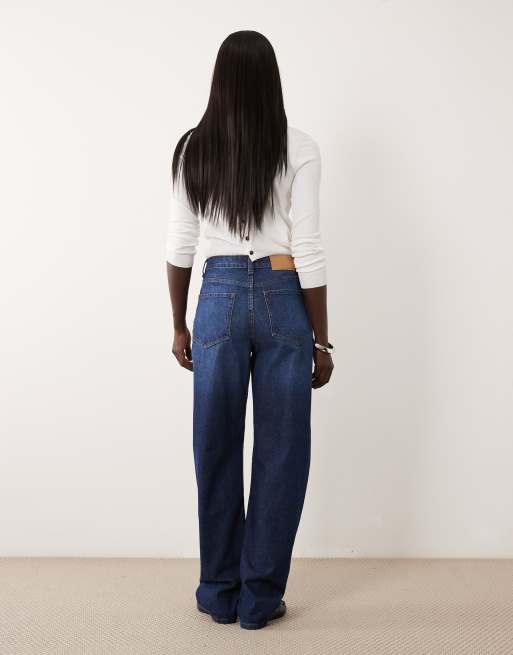 ASOS DESIGN Tall slim barrel jean in dark blue, 2 of 5