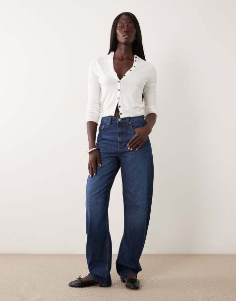 ASOS DESIGN Tall slim barrel-jeans i mørkeblå vask - view 1