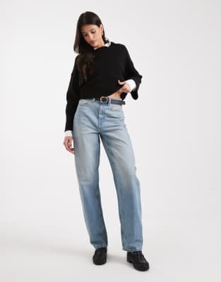 Asos Tall Asos Design Tall Slim Barrel Leg Jeans In Blue