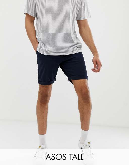 ASOS DESIGN Tall slim chino shorts in navy | ASOS