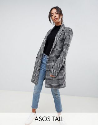 ASOS DESIGN Tall slim coat in check | ASOS