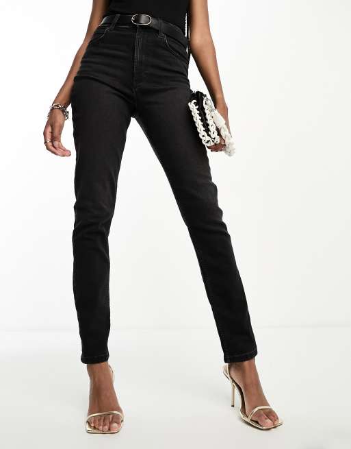 ASOS DESIGN Tall slim fit comfort mom jeans in washed black