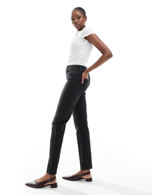 ASOS DESIGN Tall slim fit comfort mom jeans in washed black