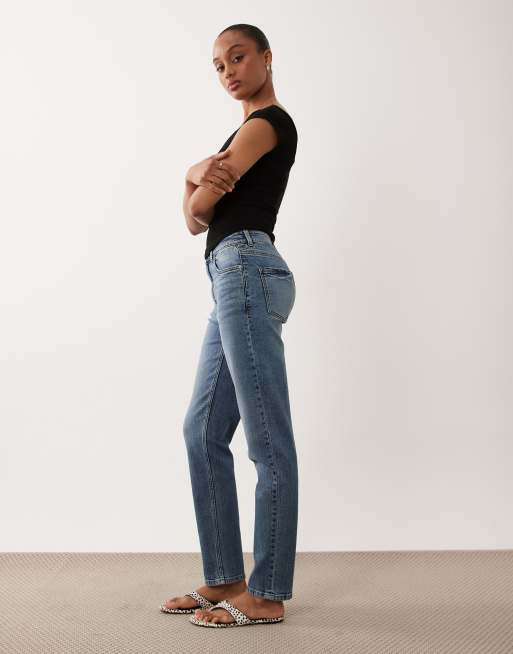 ASOS DESIGN Tall slim fit mom jeans in authentic mid wash, 2 of 5