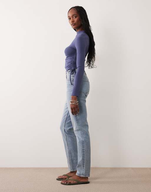 ASOS DESIGN Tall slim fit mom jeans in mid blue, 2 of 5