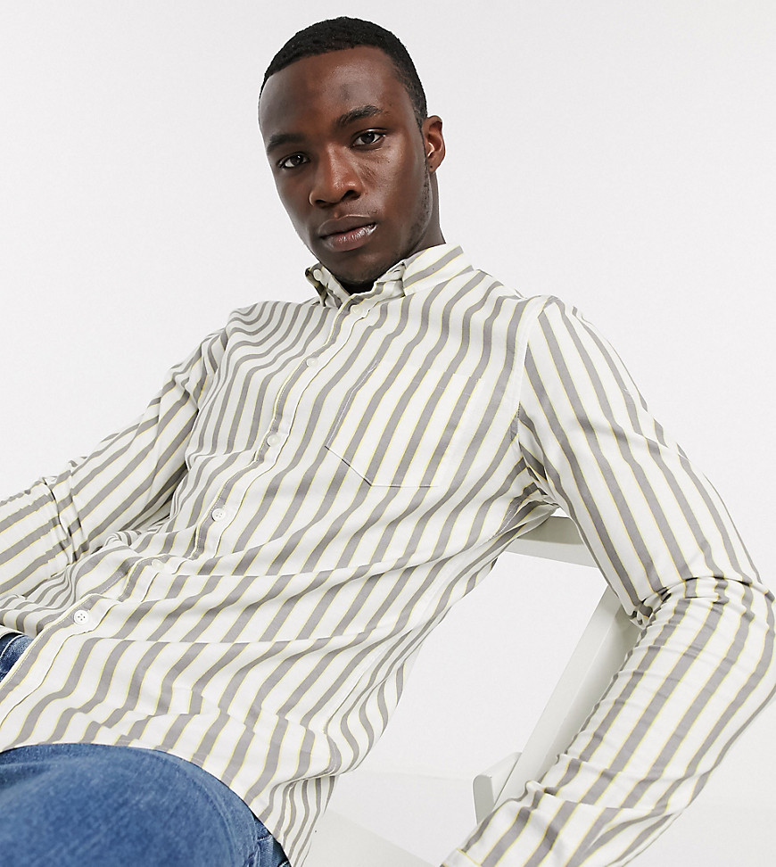 ASOS DESIGN Tall - Slim-fit Oxford overhemd in wit met retro streep