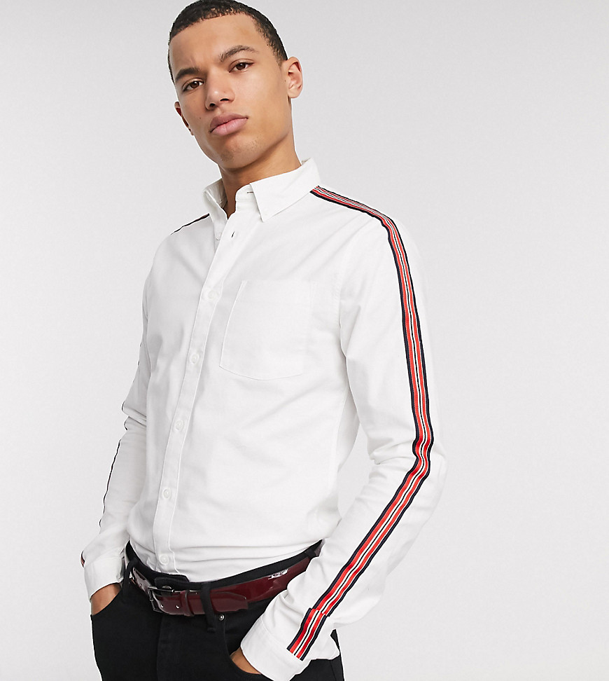 ASOS DESIGN Tall slim fit oxford shirt with tape detail in white