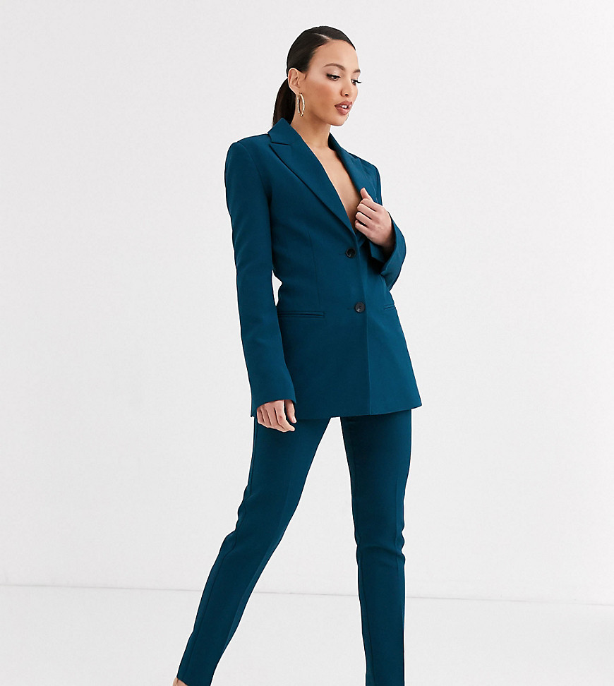 ASOS DESIGN Tall - Slim-fit pantalon in groenblauw