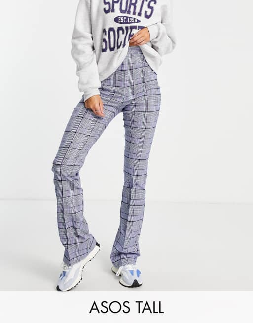 ASOS DESIGN Tall slim kickflare in check trouser