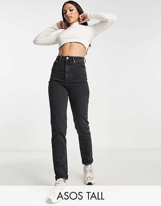 ASOS DESIGN Tall slim mom jeans in washed black 