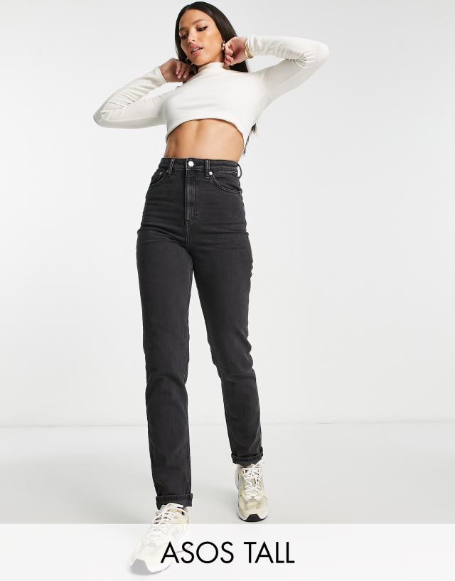 ASOS DESIGN Tall slim mom jeans in washed black