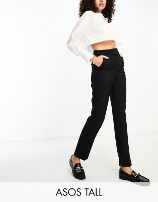 ASOS DESIGN Tall cigarette smart pants with large dog tooth in gray