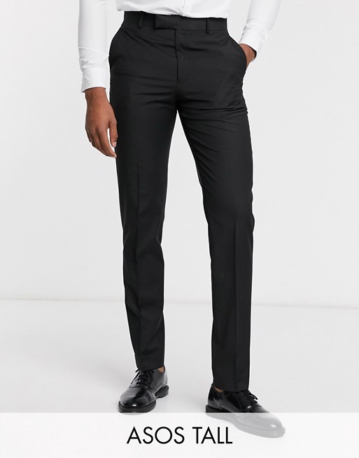 ASOS DESIGN Tall slim smart trousers in black