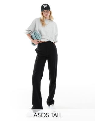 Asos Design Tall Slim Straight Pants In Black