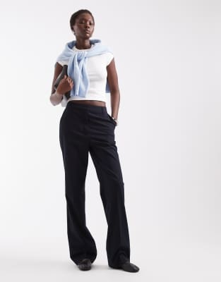 Asos Design Tall Slim Straight Pants In Blue