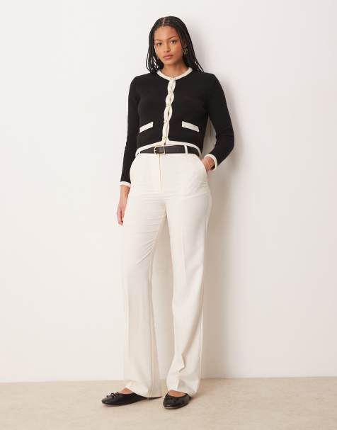 ASOS DESIGN Tall slim straight tailored trousers in cream - view 1