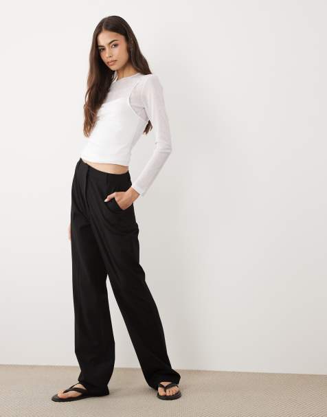 ASOS DESIGN Tall slim straight trousers in black - view 1