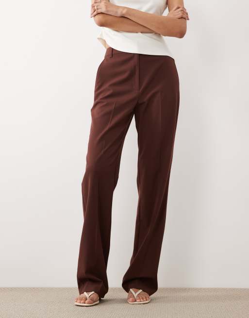 ASOS DESIGN Tall slim straight trousers in chocolate, 2 of 5