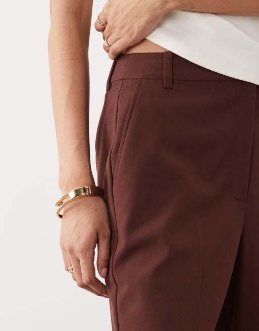 ASOS DESIGN Tall slim straight trousers in chocolate, 3 of 5