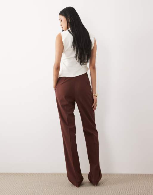 ASOS DESIGN Tall slim straight trousers in chocolate, 4 of 5