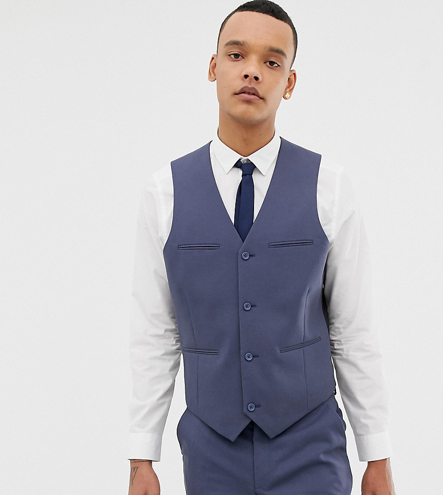 ASOS DESIGN Tall slim suit waistcoat in slate blue
