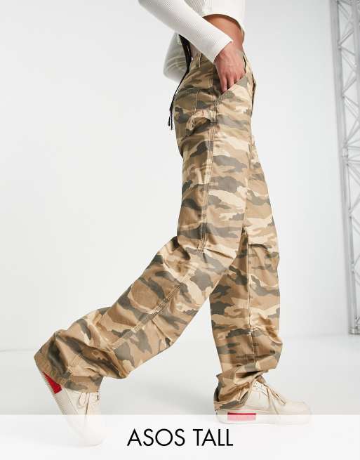 ASOS DESIGN slouchy knee dart cargo pants in camo