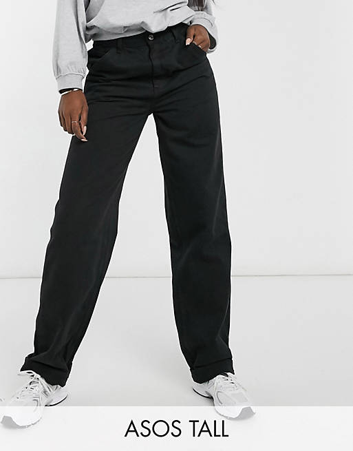  Tall slouchy chino trouser in black 