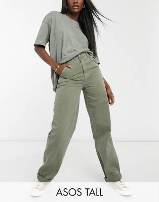 ASOS DESIGN Tall slouchy chino trouser in khaki