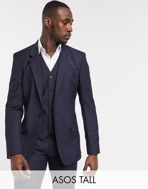 ASOS DESIGN Tall - smal habitjakke i marineblå