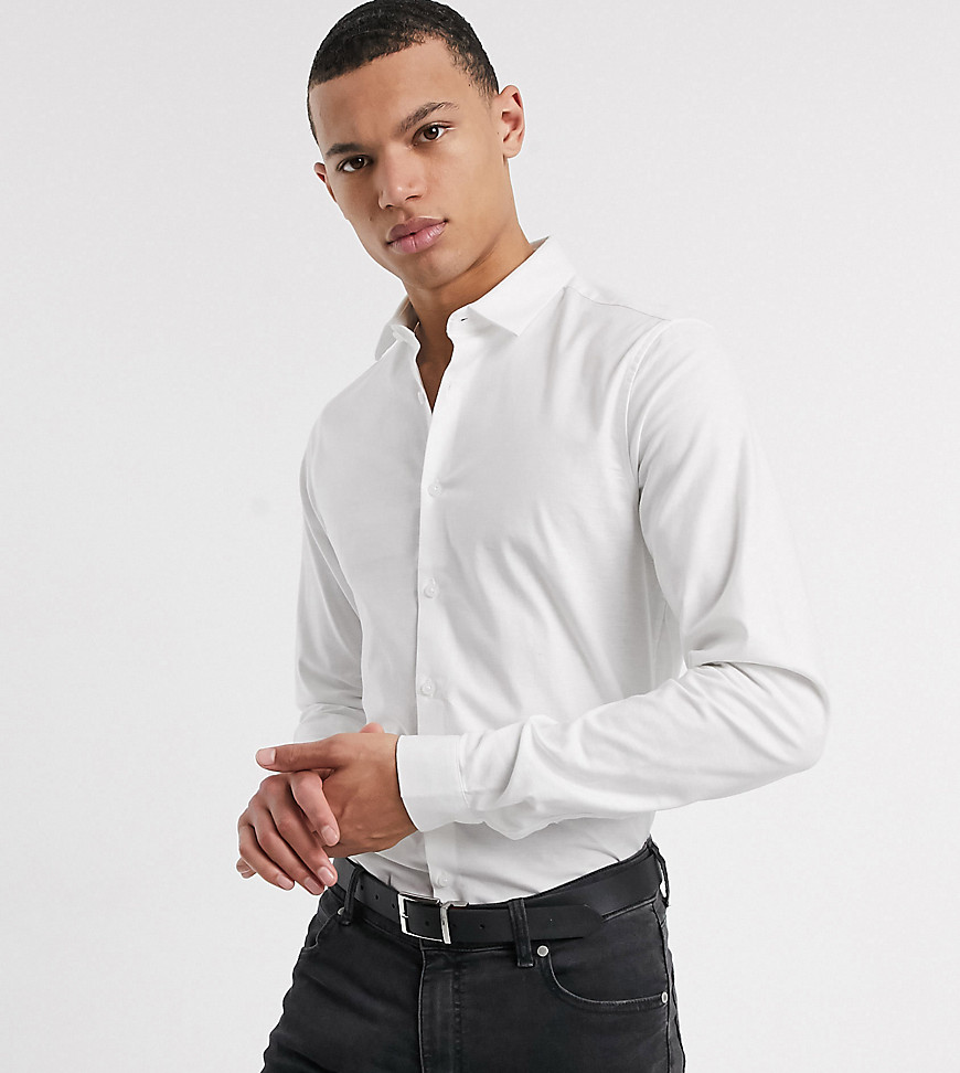 ASOS DESIGN Tall - Smal Oxford overhemd met stretch in wit