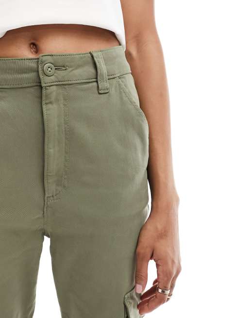 ASOS DESIGN Tall - Smalle cargobroek met zakken in kaki, 3 van 5
